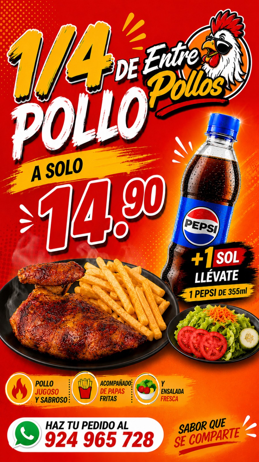 1/4 de Pollo a la brasa